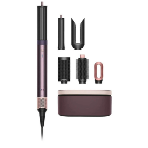 Преміальний мультистайлер Dyson Airwrap Coanda 2x HS09 Jasper/Plum біля фірмового чохла для зберігання
