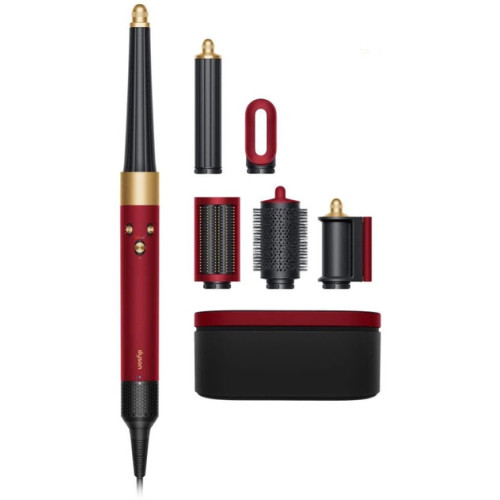 Лімітований розумний мультистайлер Dyson HS08 Airwrap ID Straight/Wavy Red Velvet/Gold в оксамитовому чохлі