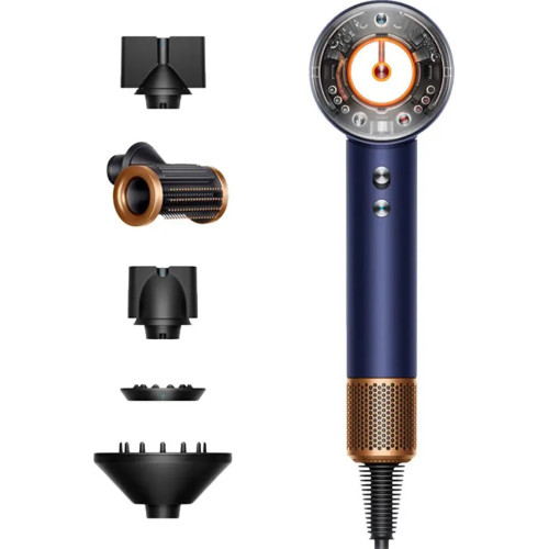 Професійний фен Dyson Supersonic Nural HD16 у глибокому синьому кольорі Prussian Blue з мідними акцентами Rich Copper